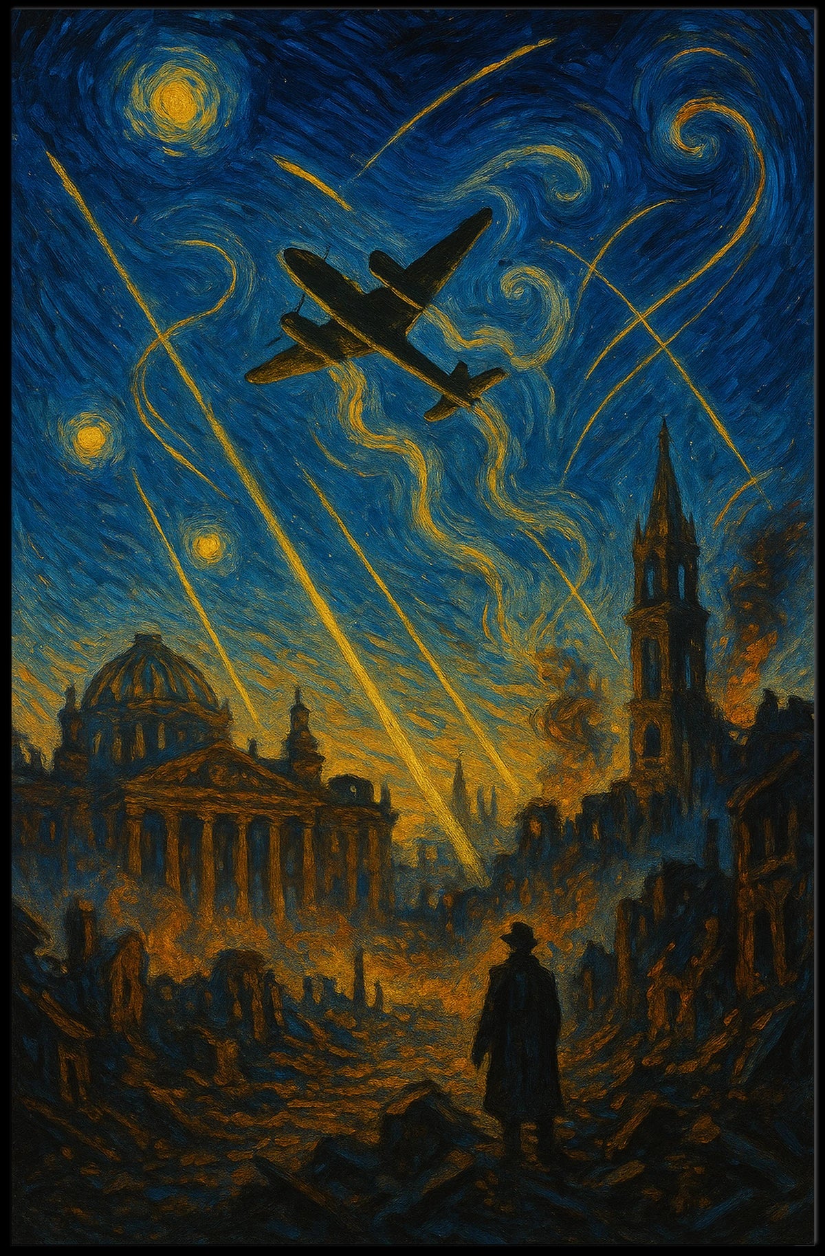 World War II Era Van Gogh Style WWII Poster