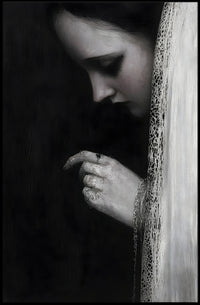 Veiled Elegance: Gothic Romantic Artistic Portrait Poster PosterGoat
