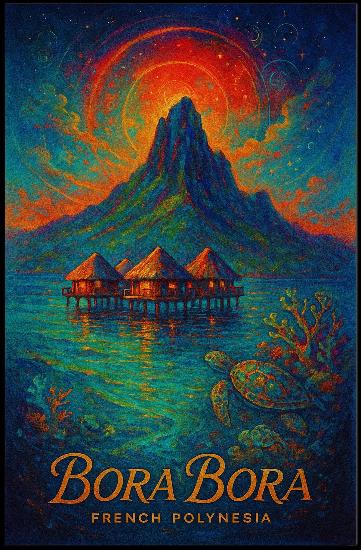 Bora Bora Dreamscape: Vibrant Tropical Paradise Poster