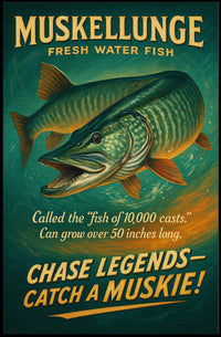 Muskellunge Adventure: Vintage-Inspired Animal Poster