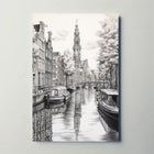 Amsterdam Canal Scene Vintage Illustration Travel Poster