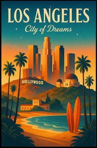 Los Angeles Dreamscape Vintage Travel Poster Art