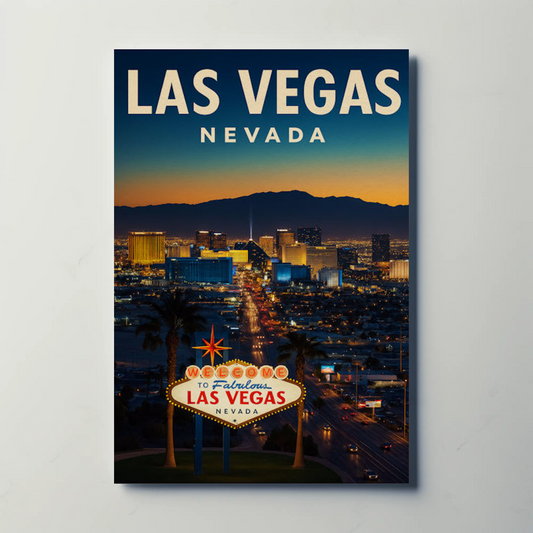 Night View Las Vegas Nevada Strip Lights Poster