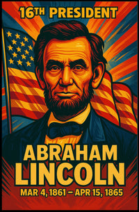 Abraham Lincoln 16th President of the United States Colorful Comic Book Style Poster