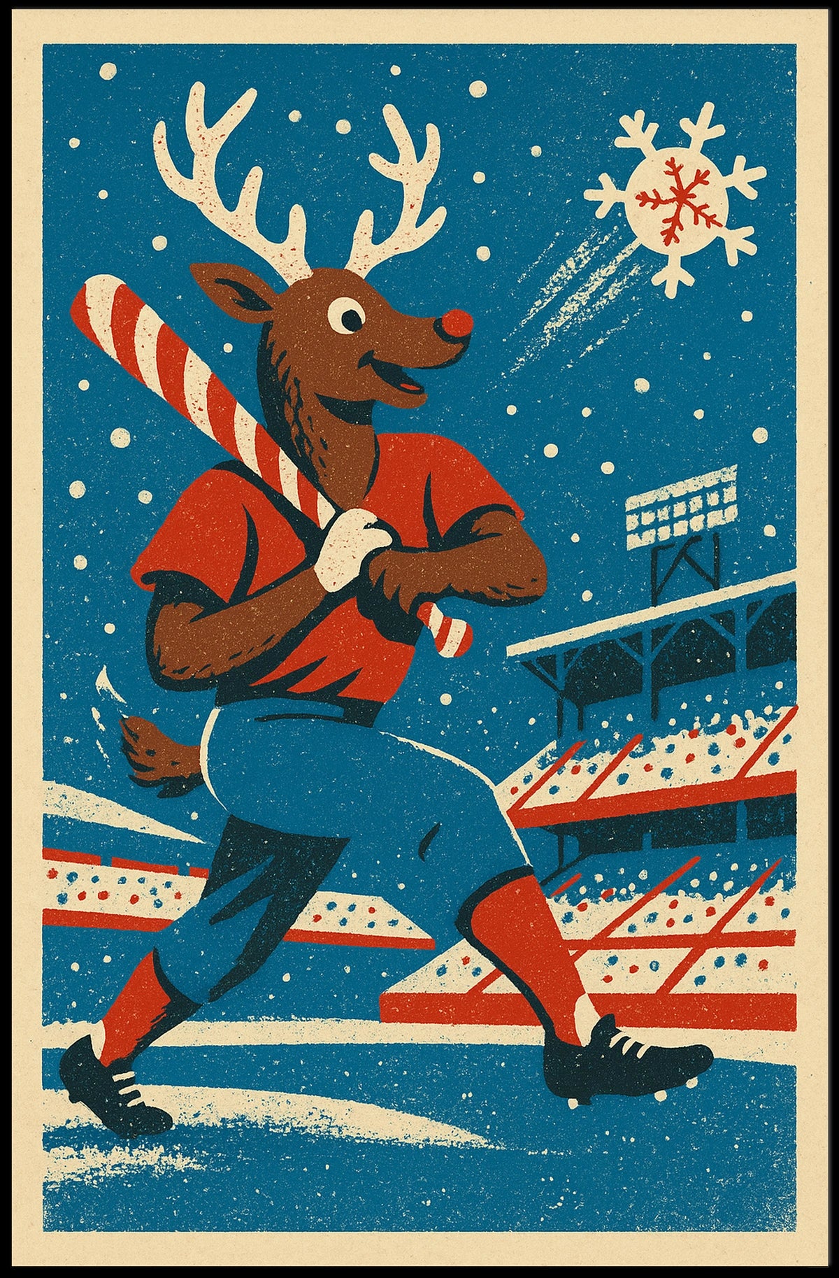 Reindeer Baseball Poster