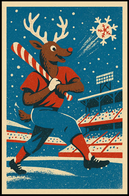 Reindeer Baseball Poster