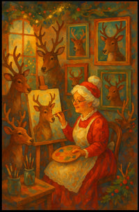 Mrs. Claus' Reindeer Portraits Poster