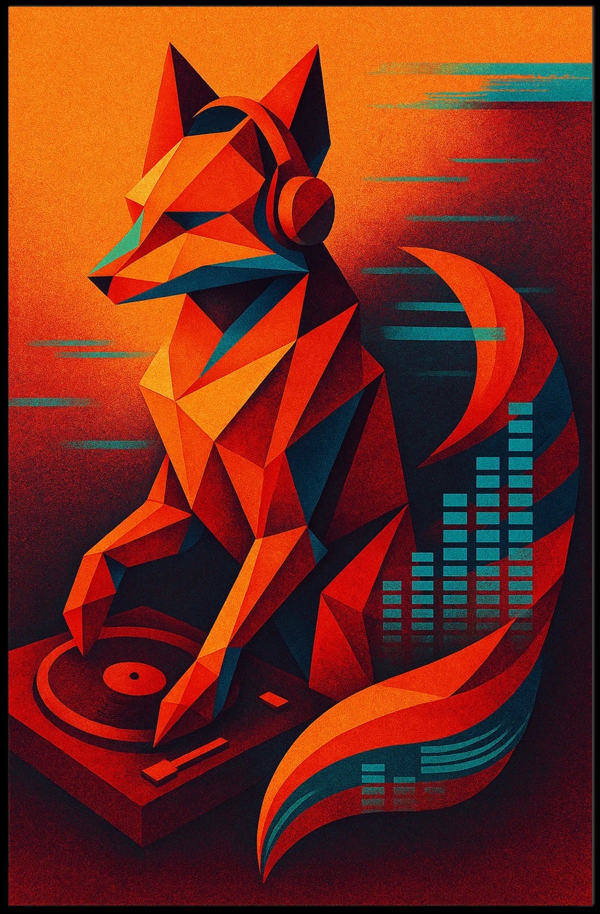 Geometric Fox Dj Poster