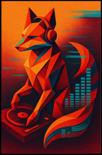 Geometric Fox Dj Poster