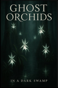 Ghost Orchids In A Dark Swamp Poster
