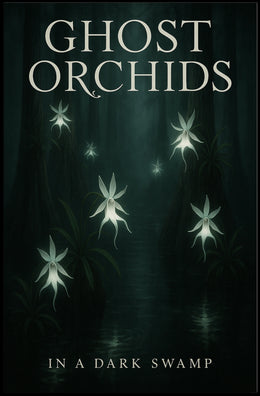 Ghost Orchids In A Dark Swamp Poster