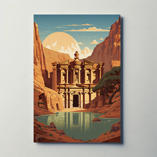 Petra Jordan Ancient Ruins Vintage Travel Poster