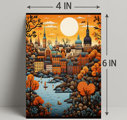 Autumn Cityscape Illustration Poster