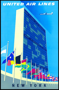 New York Travel Poster Vintage UN Building Wall Art