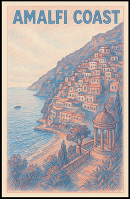 Amalfi Coast Poster 18x24 Coastal Wall Art Home Decor