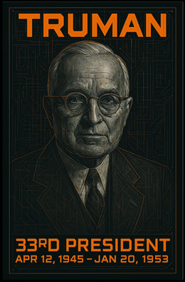 Harry S. Truman 33rd President of the United States Techno Schematic Poster