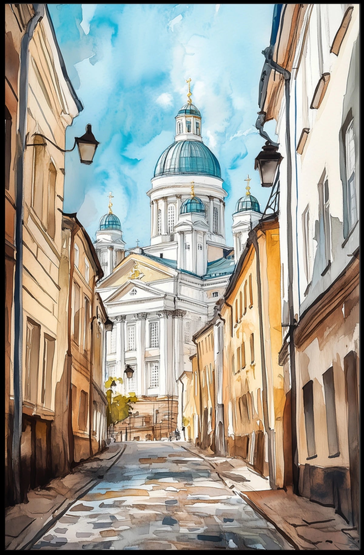 Finland Helsinki Cathedral Street View Poster