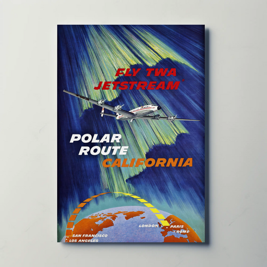 Fly TWA Jetstream Polar Route Travel Poster by David Klein