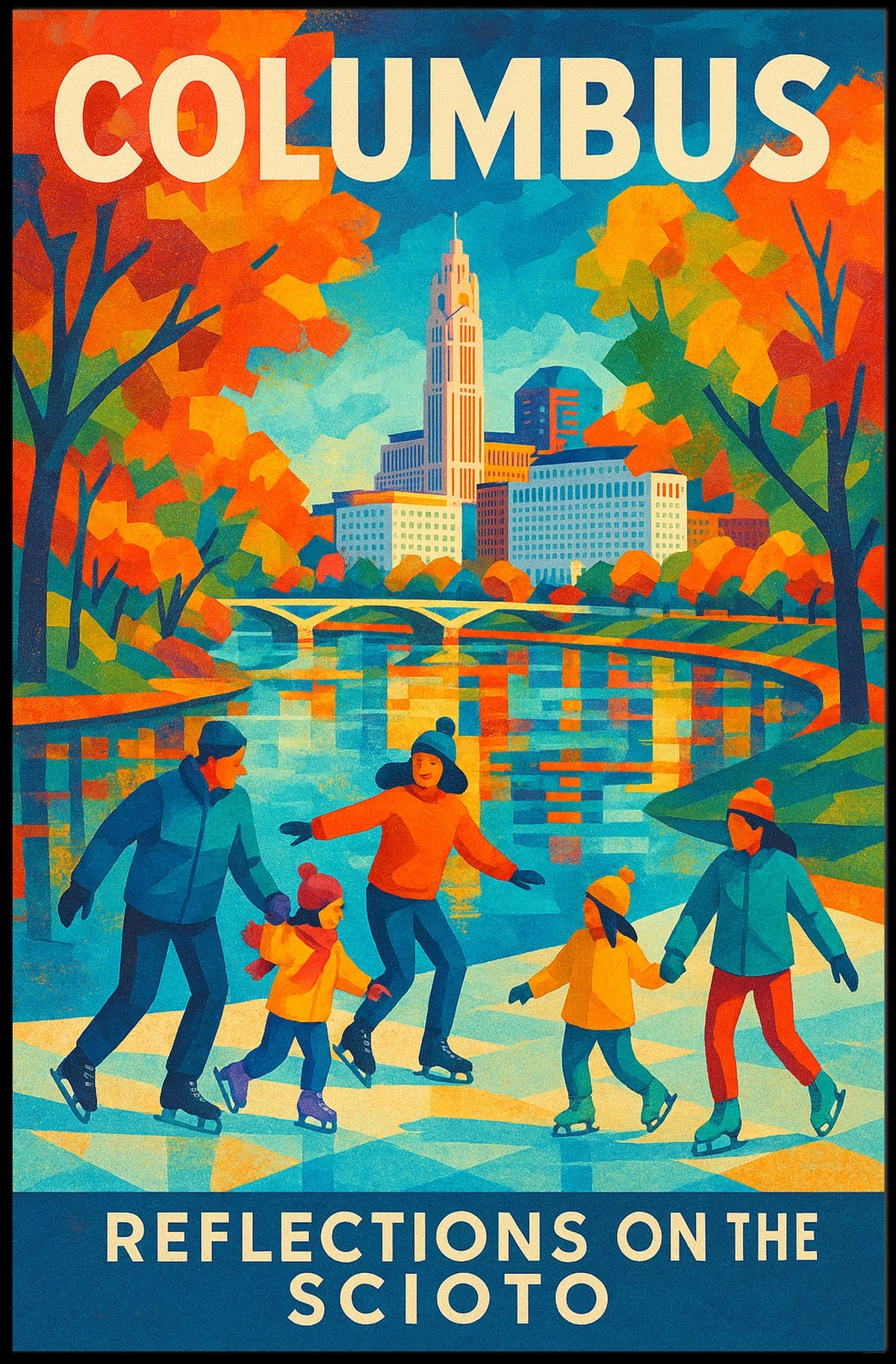 Columbus Reflections on the Scioto Poster