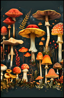 Enchanted Fungi Forest William Morris Art Poster