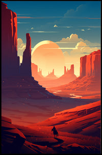 Desert Sunset Journey Poster PosterGoat