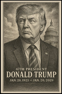 Donald Trump Era Determination Engraved Cinematic American Leader Patriotism Poster