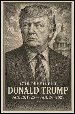 Donald Trump Era Determination Engraved Cinematic American Leader Patriotism Poster