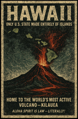 Hawaii Islands Vintage Volcano Adventure Poster