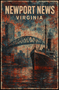 Newport News Virginia Coastal Cityscape Poster