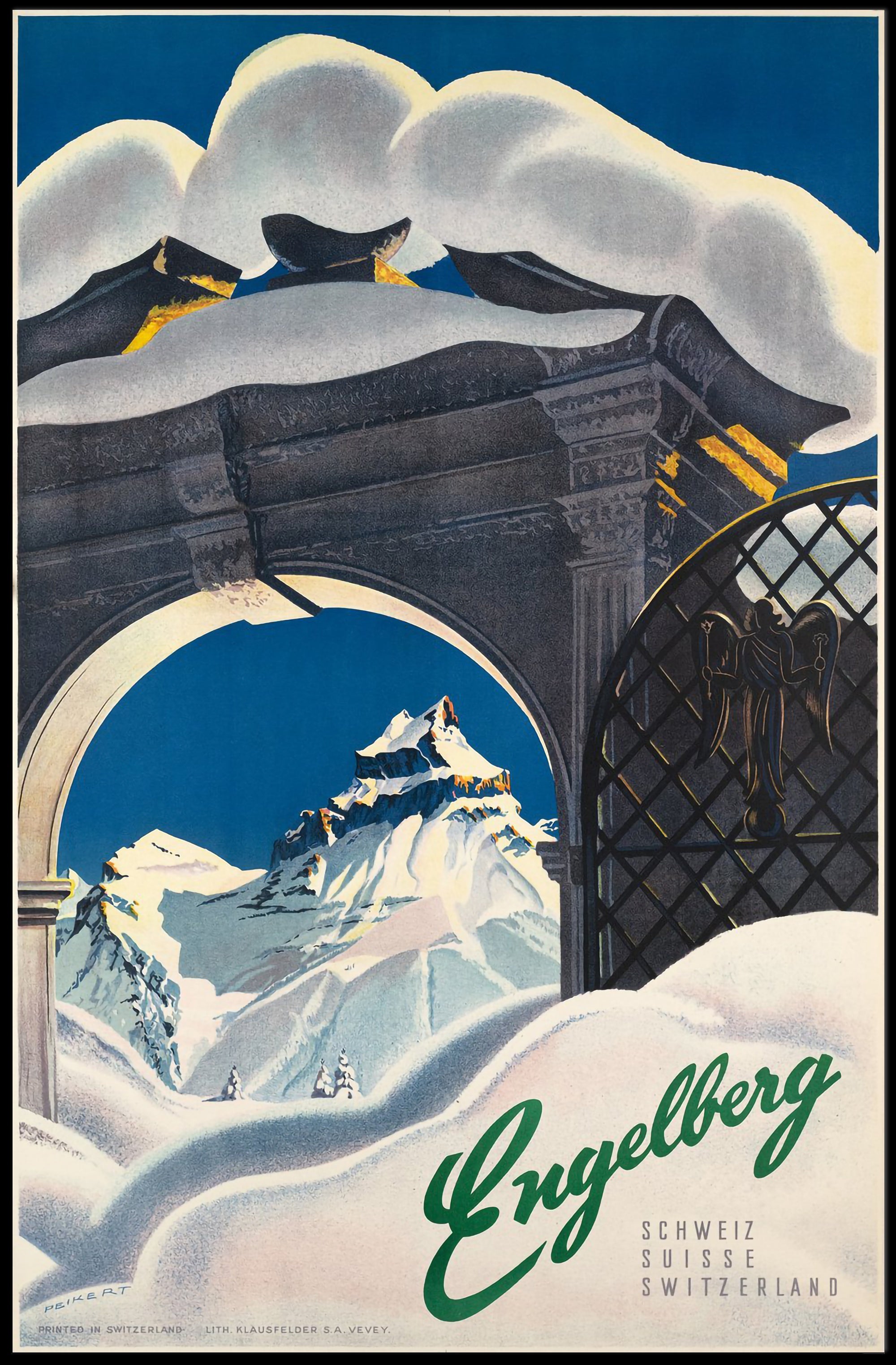 Vintage Engelberg Switzerland Travel Poster PosterGoat