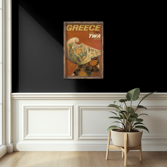 TWA to Greece 1960s Vintage Style Airline Travel Poster