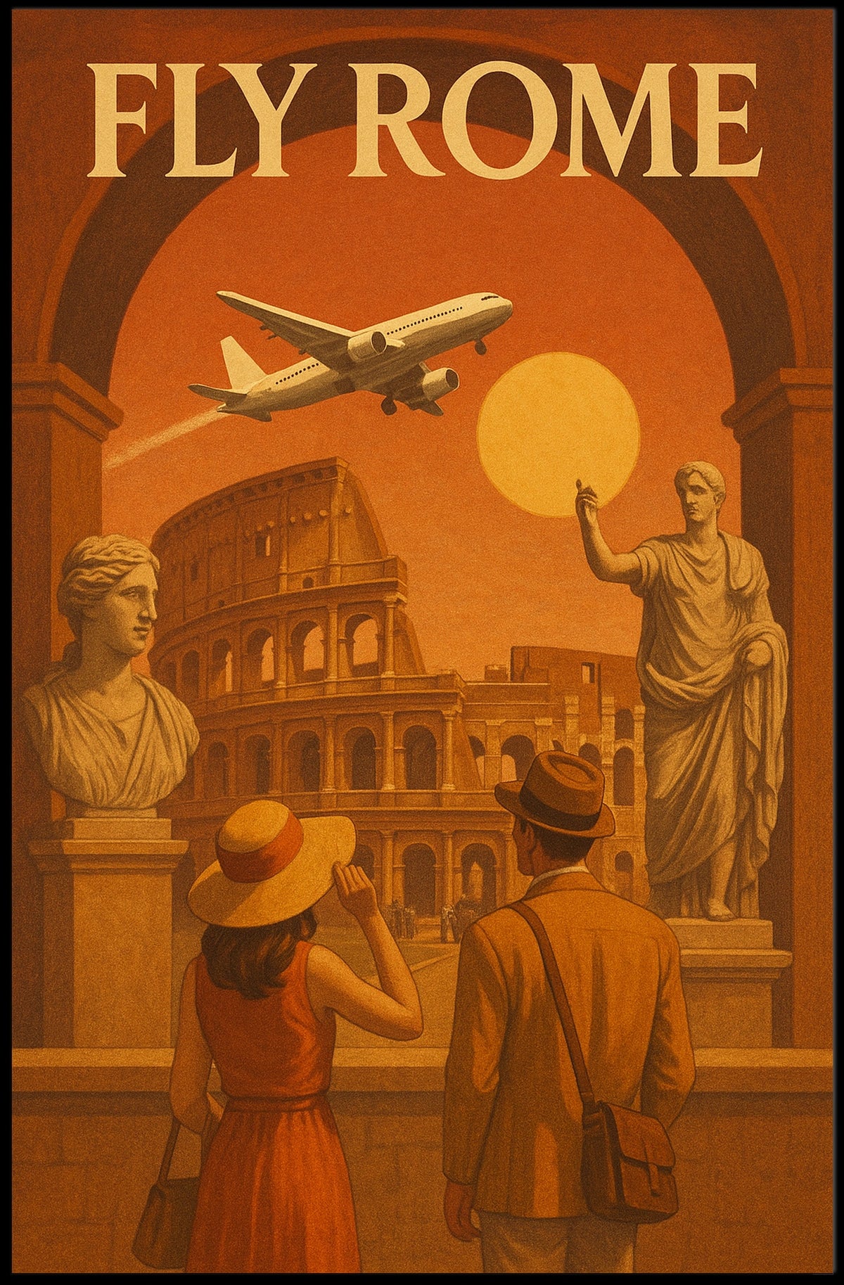 FLY ROME Vintage Travel Art Poster Travel Poster