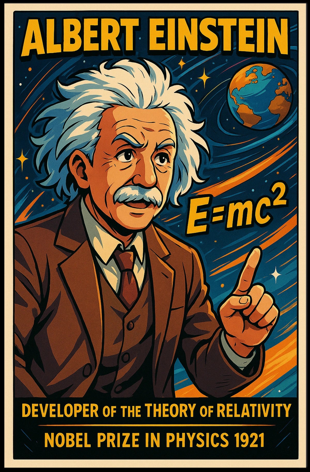 Albert Einstein Iconic Relativity Theory Vintage Scientific Collectors Wall Decor Poster