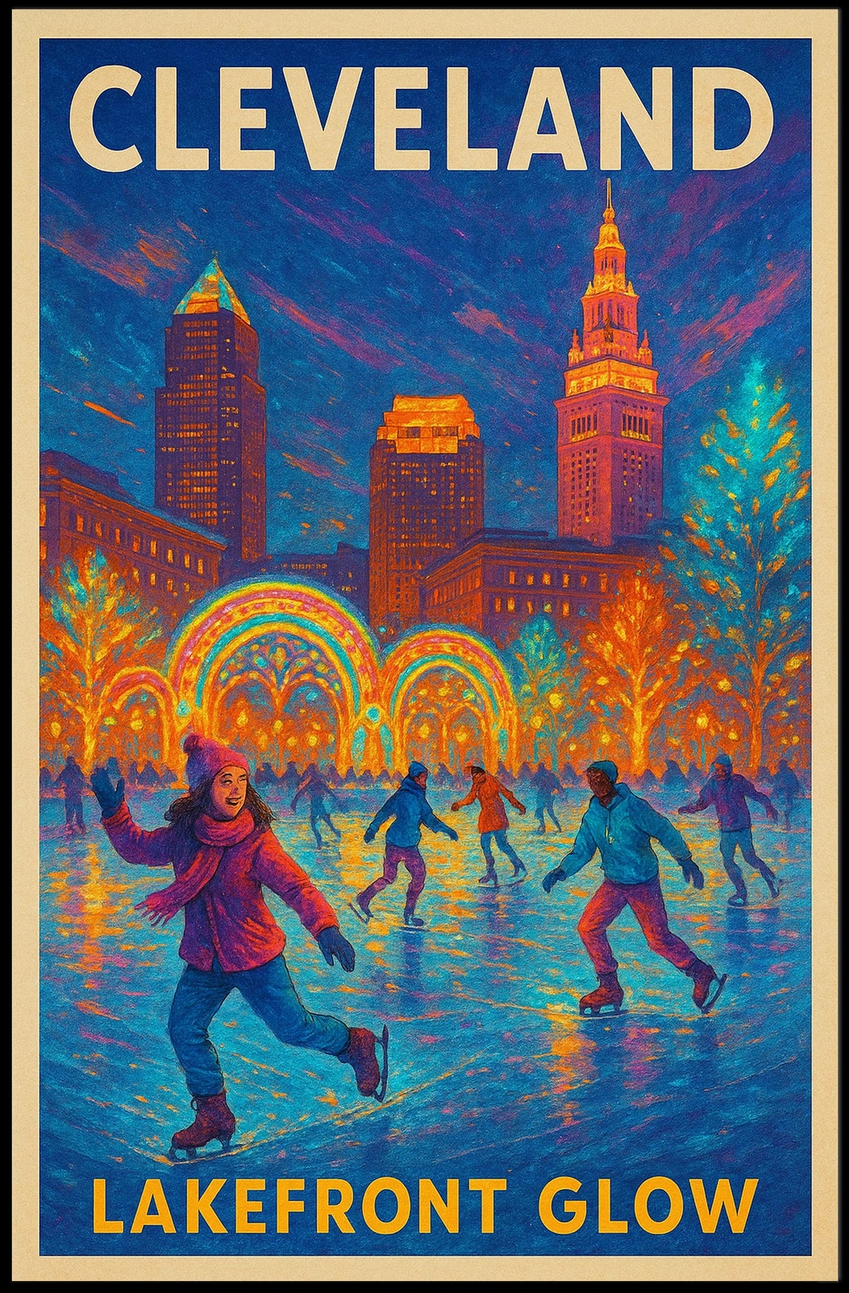 Cleveland Lakefront Glow Poster