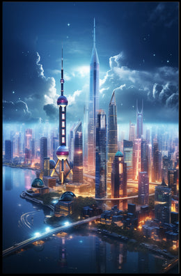 Futuristic Skyline At Twilight Poster