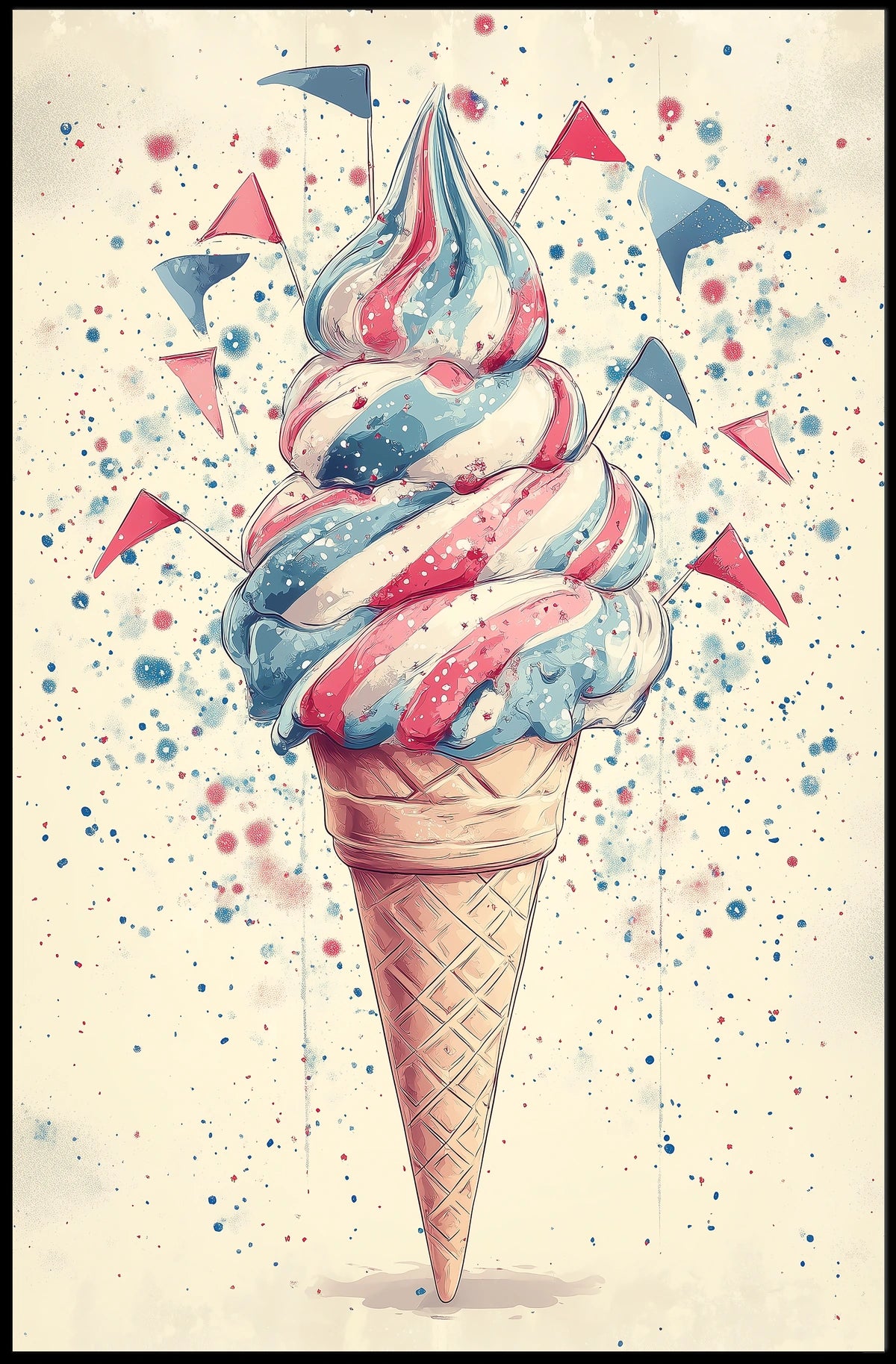 Colorful Ice Cream Swirl Pop Art Decor Print Poster