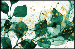 Abstract Elegance in Green and Gold Poster