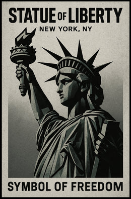 Statue of Liberty Vintage Art in Cultural or Heritage Poster