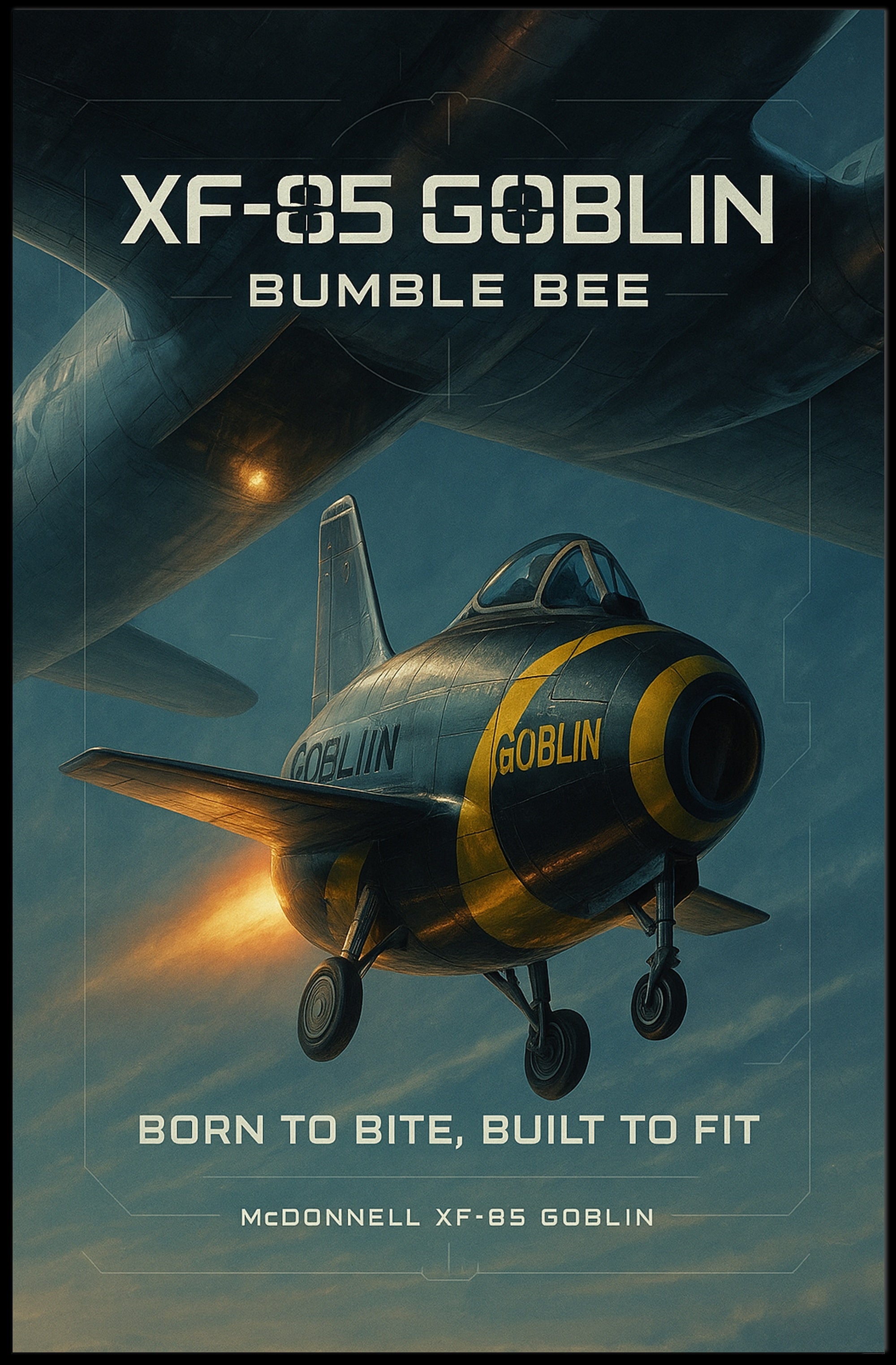 Stylized McDonnell XF-85 Goblin Experimental Jet Military Poster