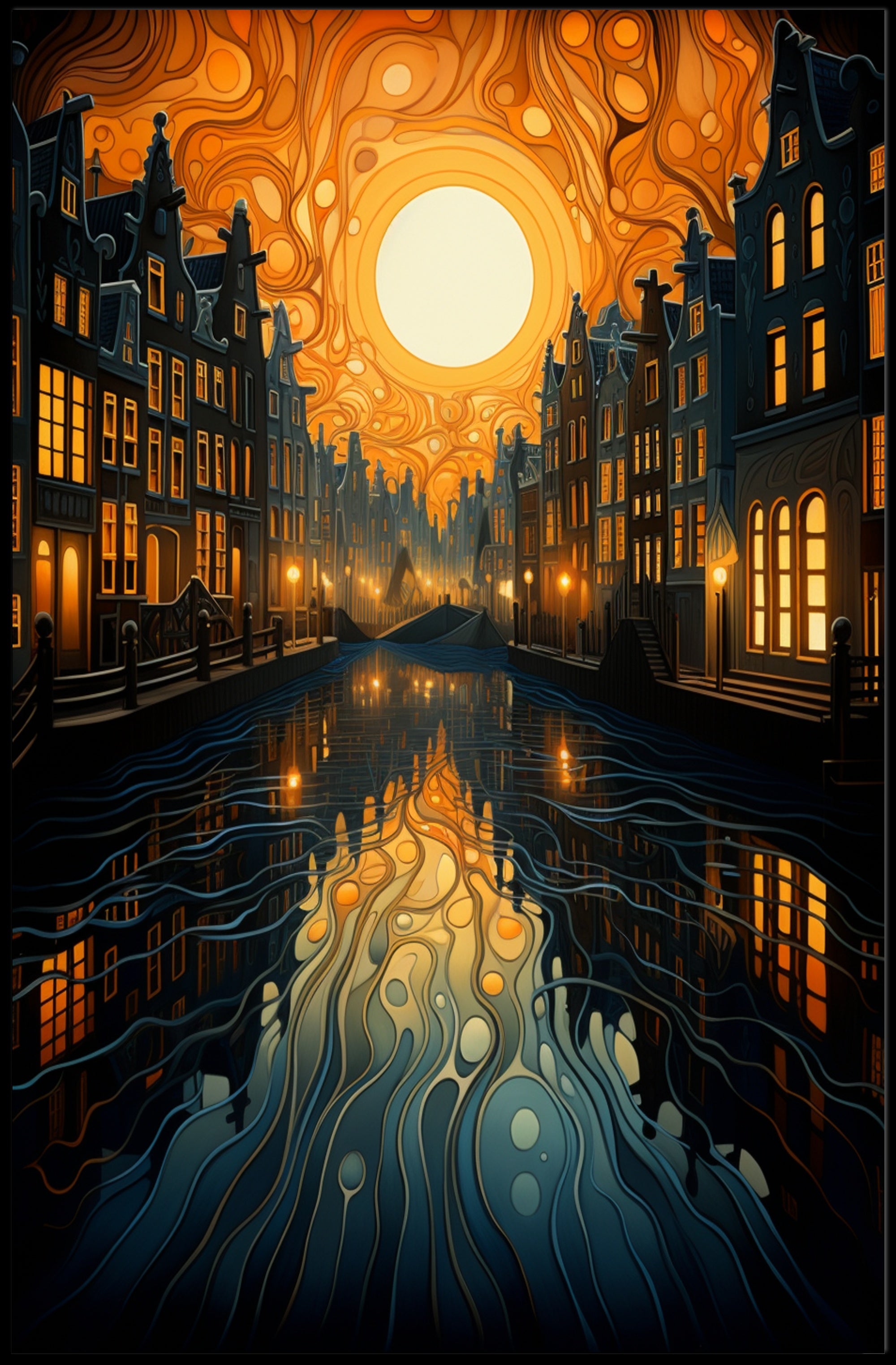 Dreamy Canal At Sunset Poster