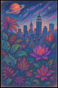 Cosmic Jungle Cityscape Poster
