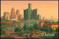Urban Wanderlust Detroit Skyline Photography Realism Poster
