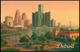 Urban Wanderlust Detroit Skyline Photography Realism Poster