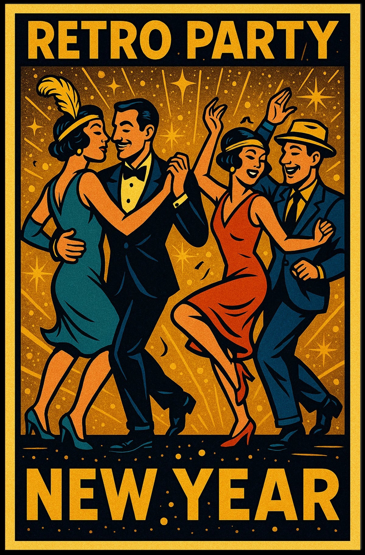 Retro New Year Party Poster