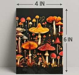 Mushroom Species Chart: Vibrant Fungi Educational or Infographic Poster