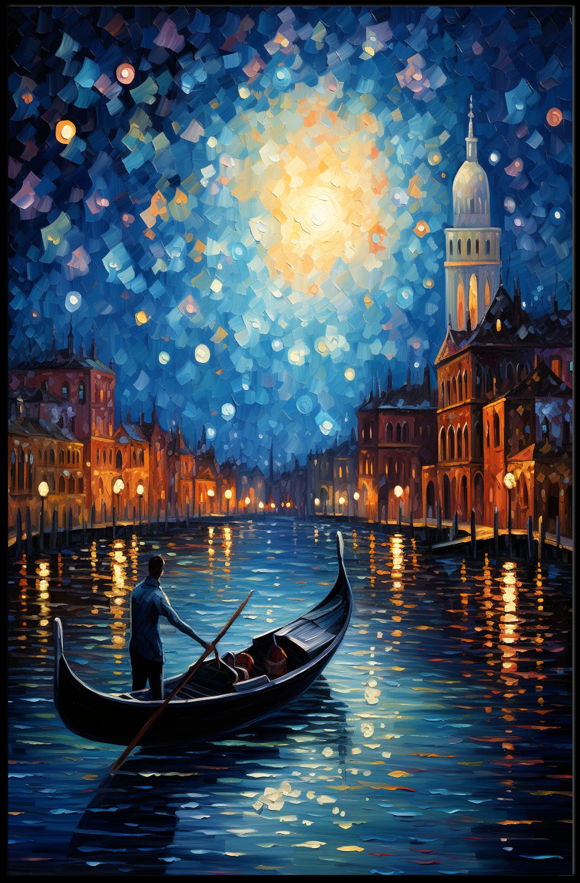 Moonlit Gondola Ride Poster