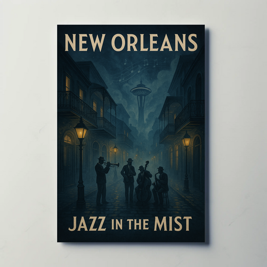 New Orleans Jazz Mist Travel Poster