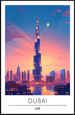 Dubai Sunset Burj Khalifa Urban Cityscape Poster