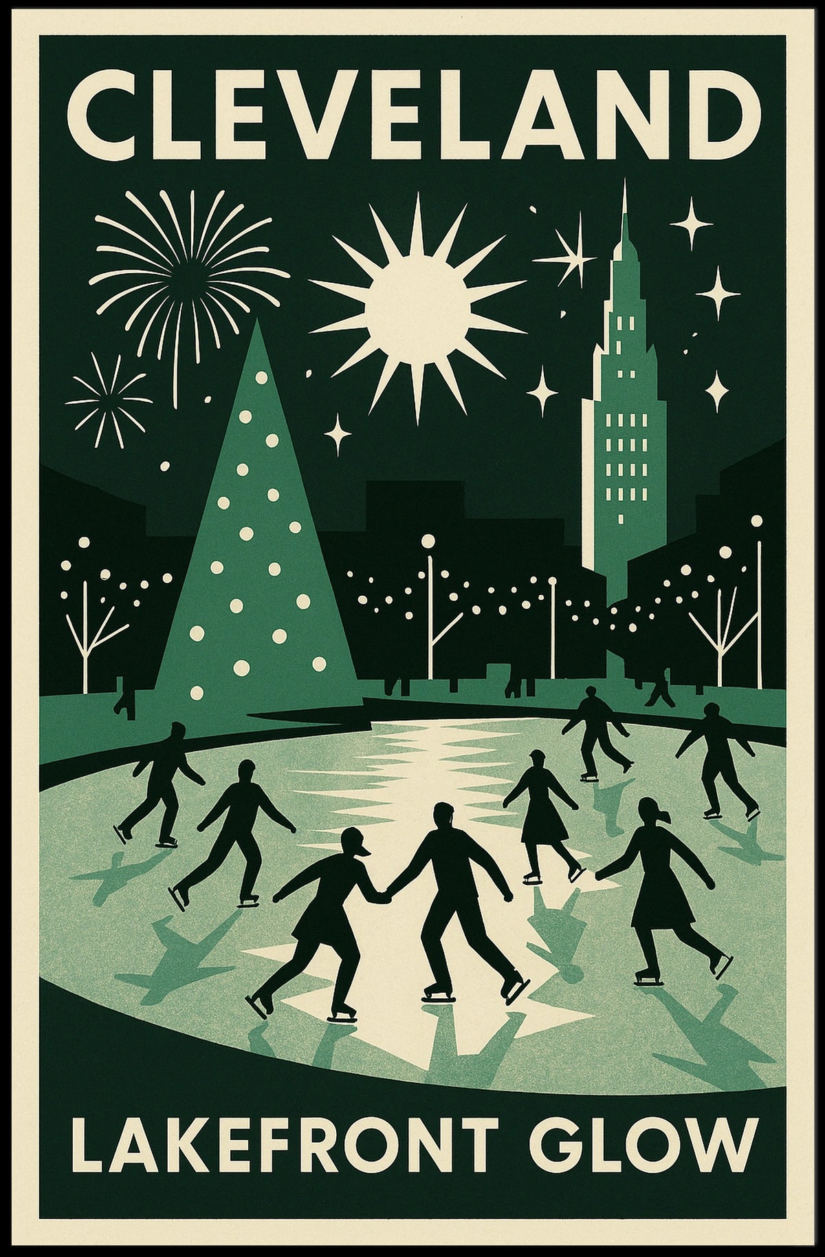 Cleveland Lakefront Glow Poster