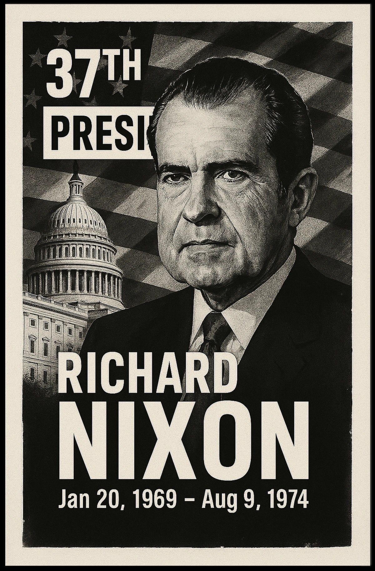 Richard Nixon 37th President of the United States Digital Montaje Poster